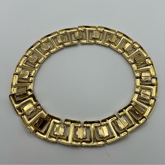 PRICE FIRM Vintage Chunky Gold Tone Egyptian Revival Wide Chain Collar Necklace - Picture 3 of 6